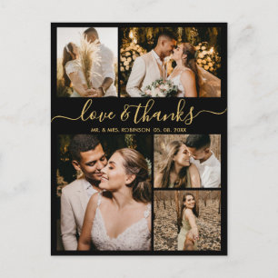 Chic Script Love and Thanks Wedding Thank You Postcard