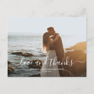 Chic Script Love Wedding Thank You Photo Postcard