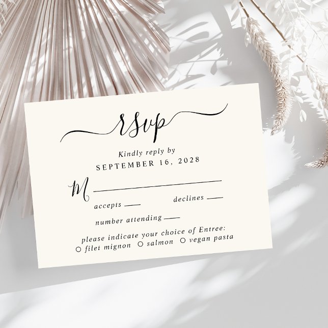 Chic Script Menu Choice Cream Wedding RSVP (Creator Uploaded)