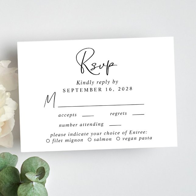 Chic Script Menu Choice Wedding RSVP (Creator Uploaded)