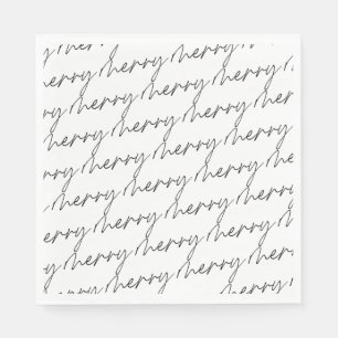 Chic Script Merry Christmas Typography Pattern Napkin