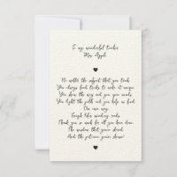 Chic Script Minimal Appreciation Poem for Teacher