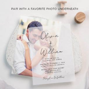 Chic Script Minimalist Wedding Vellum Invitations