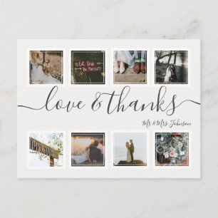 Chic Script Modern Photo Collage Wedding Thank You Postcard