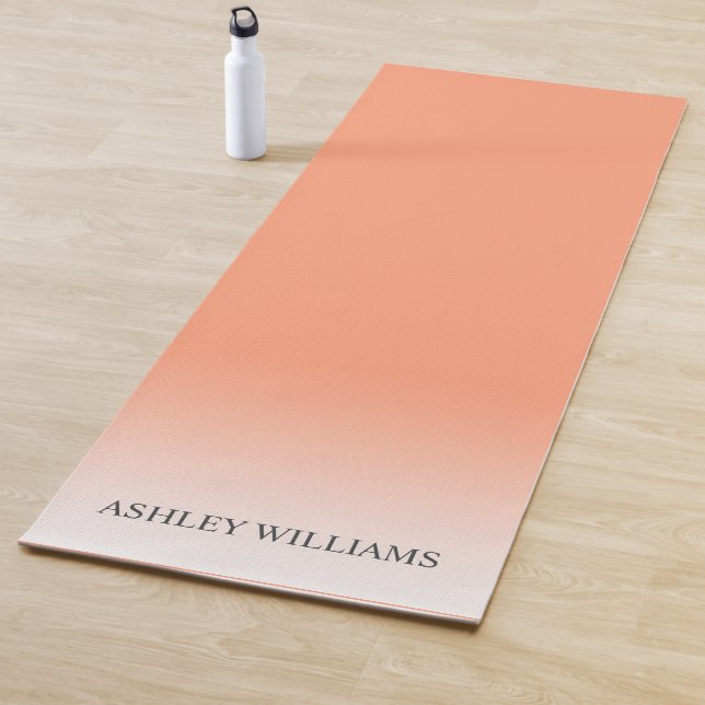 Chic Script Monogram Cantaloupe Orange Ombre Yoga Mat (In Situ)