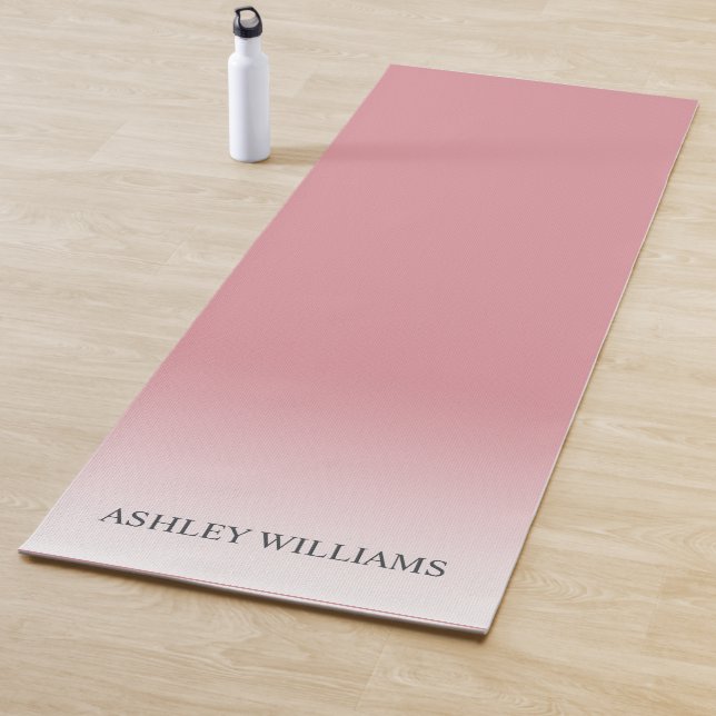 Chic Script Monogram Dusty Rose Pink Ombre Yoga Mat (In Situ)