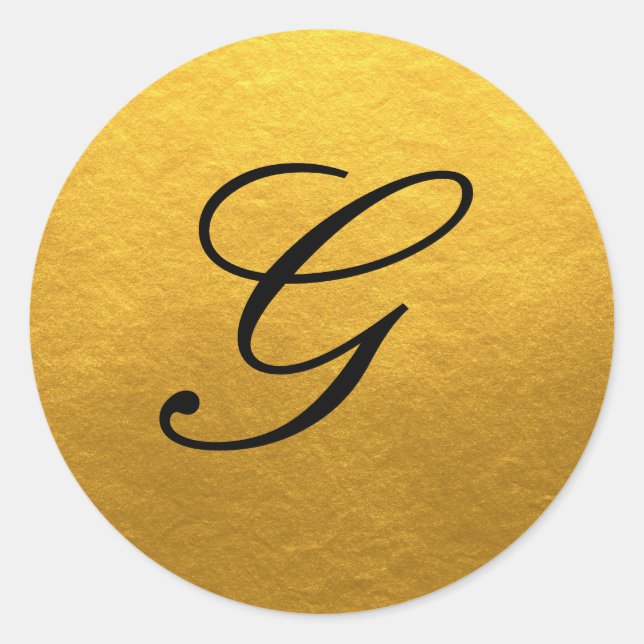 Chic Script Monogram Initial Gold Label (Front)