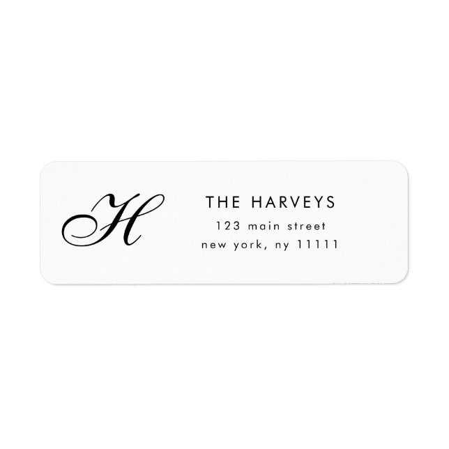 Chic Script Monogram Return Address Label (Front)