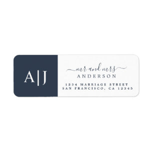 Chic Script Mr Mrs Monogram Return Address