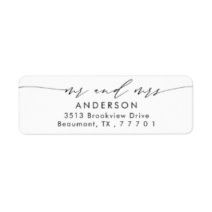 Chic Script Mr & Mrs Return Address Label