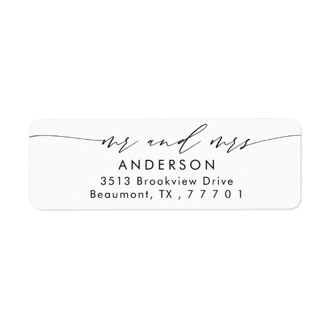 Chic Script Mr & Mrs Return Address Label (Front)