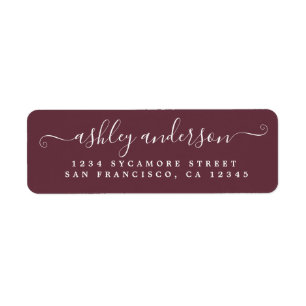 Chic Script Name Burgundy Return Address