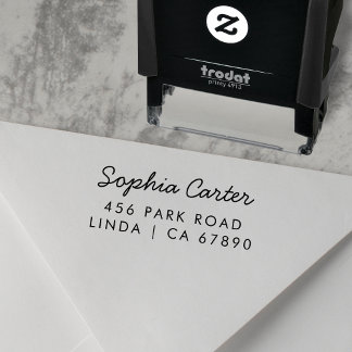 Chic Script Name Return Address Modern Minimalist Self-inking Stamp