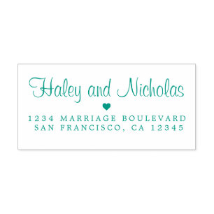 Chic Script Names Green Wedding Return Address Self-inking Stamp