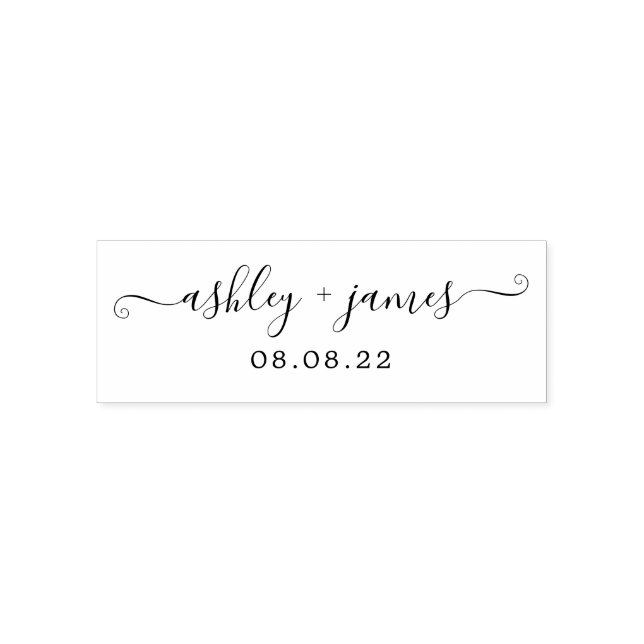 Chic Script Names Wedding Date Self-inking Stamp (Design)