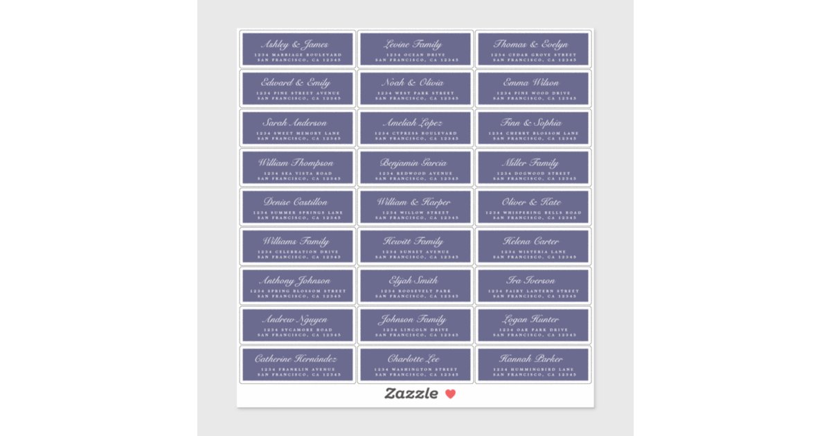 Chic Script Navy Blue Wedding Guest Address Labels | Zazzle