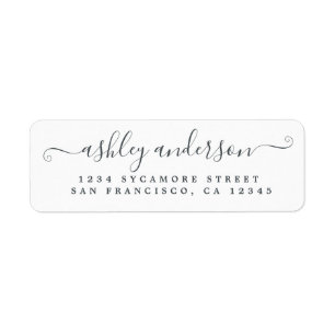 Chic Script Off-Black Name Return Address