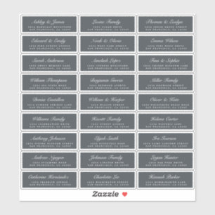 Chic Script Off-Black Wedding Guest Address Labels