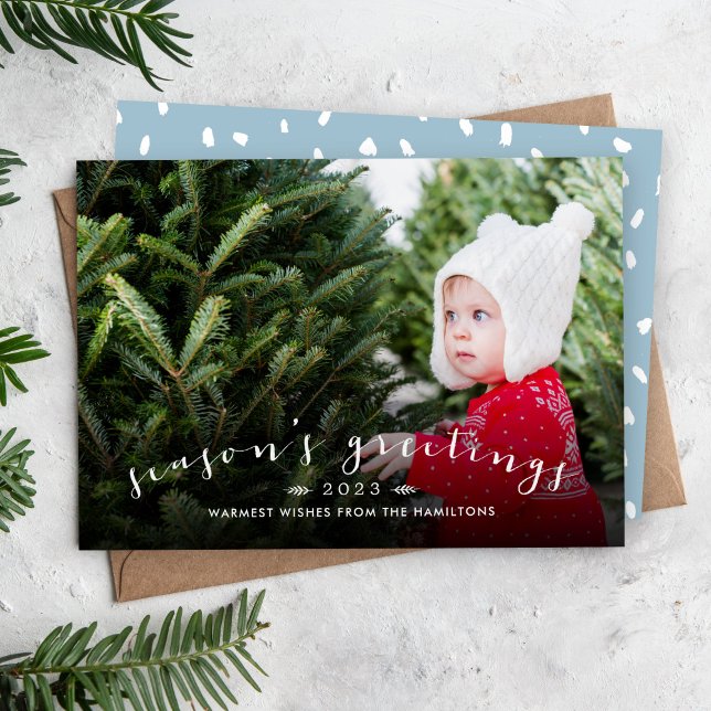Chic Script Overlay Holiday Photo Card (Creator Uploaded)