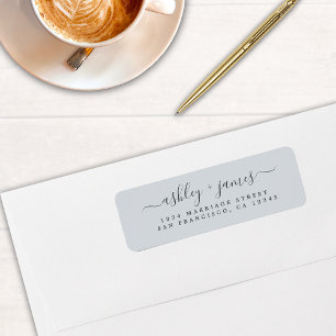Chic Script Pastel Blue Wedding Return Address