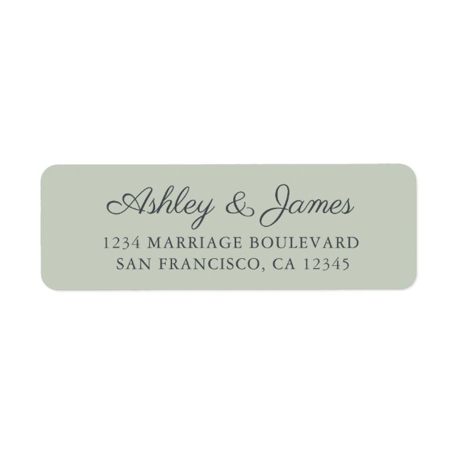 Chic Script Pastel Green Wedding Return Address (Front)