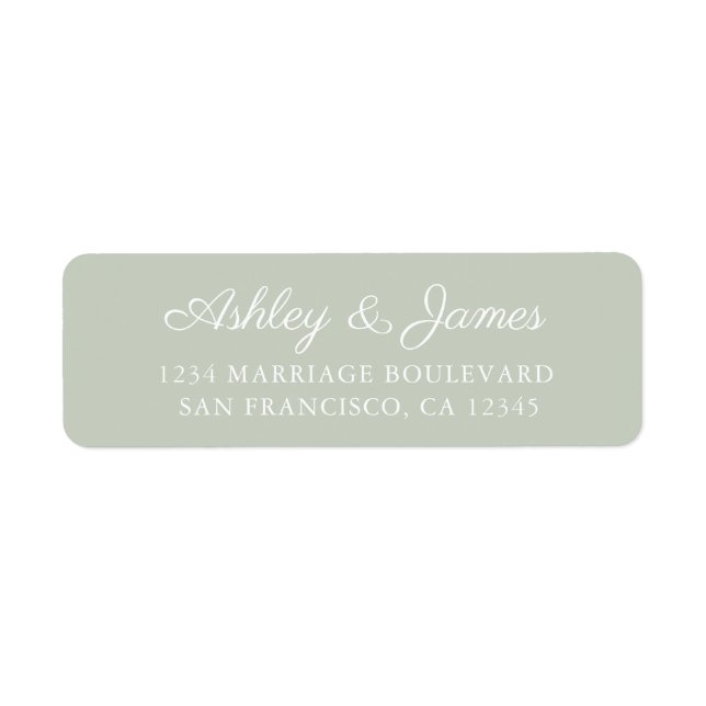 Chic Script Pastel Green Wedding Return Address (Front)