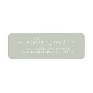 Chic Script Pastel Green Wedding Return Address