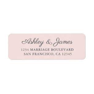 Chic Script Pastel Pink Wedding Return Address