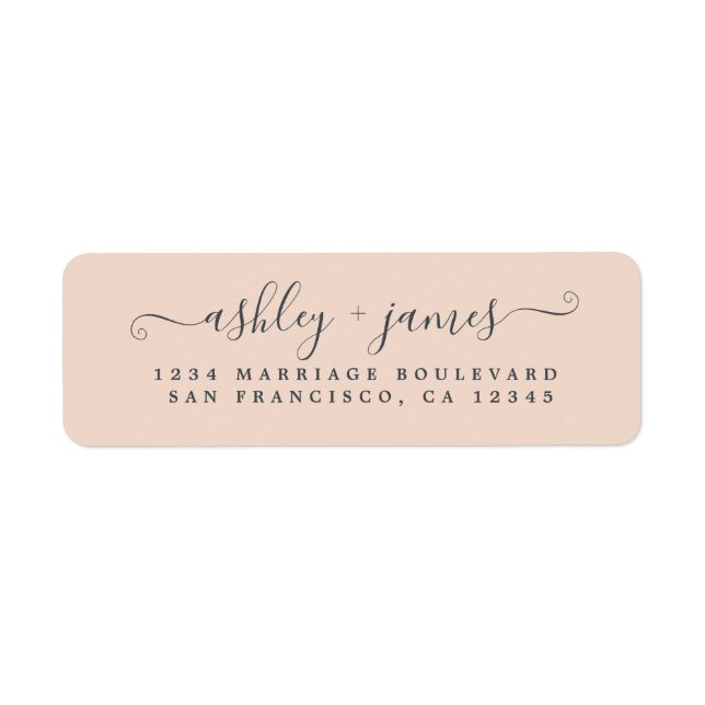 Chic Script Pastel Pink Wedding Return Address (Front)