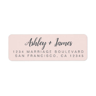 Chic Script Pastel Pink Wedding Return Address
