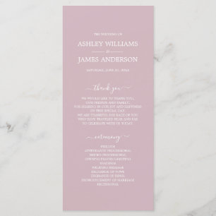 Chic Script Pastel Purple Simple Minimal Wedding Programme