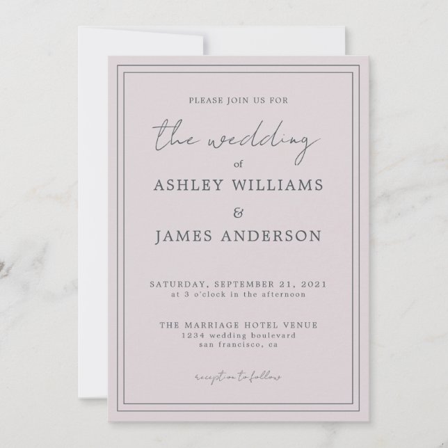 Chic Script Pastel Purple Wedding invitation (Front)