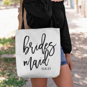 Chic Script Personalised Bridesmaid Tote Bag