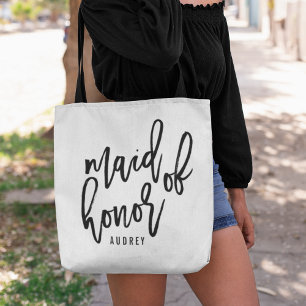 Chic Script Personalised Maid of Honour Tote Bag