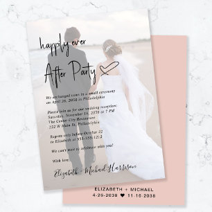 Chic Script Photo Blush Pink Wedding Reception Invitation