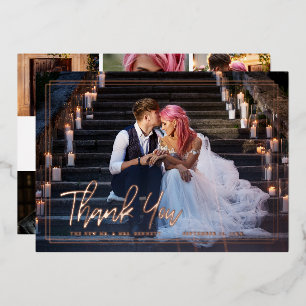 Chic Script   Photo Collage Wedding Thank You