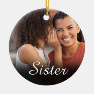 Chic Script Photo Girly Pink Sister Definition Ceramic Tree Decoration