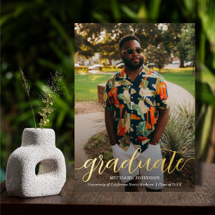 Chic Script Photo Graduation Gold