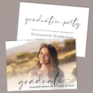 Chic Script Photo Graduation Party Invitation
