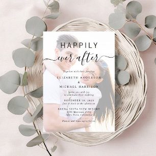 Chic Script Photo Overlay Cream Wedding Invitation