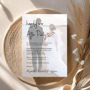 Chic Script Photo Overlay Wedding Reception Invitation