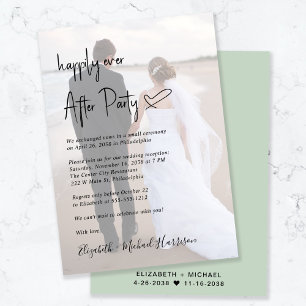Chic Script Photo Sage Green Wedding Reception Invitation