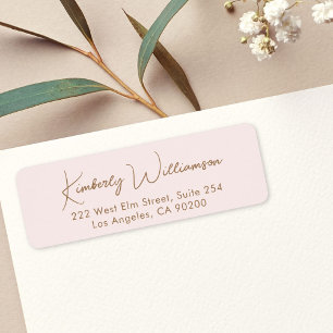 Chic Script Pink Gold Return Address