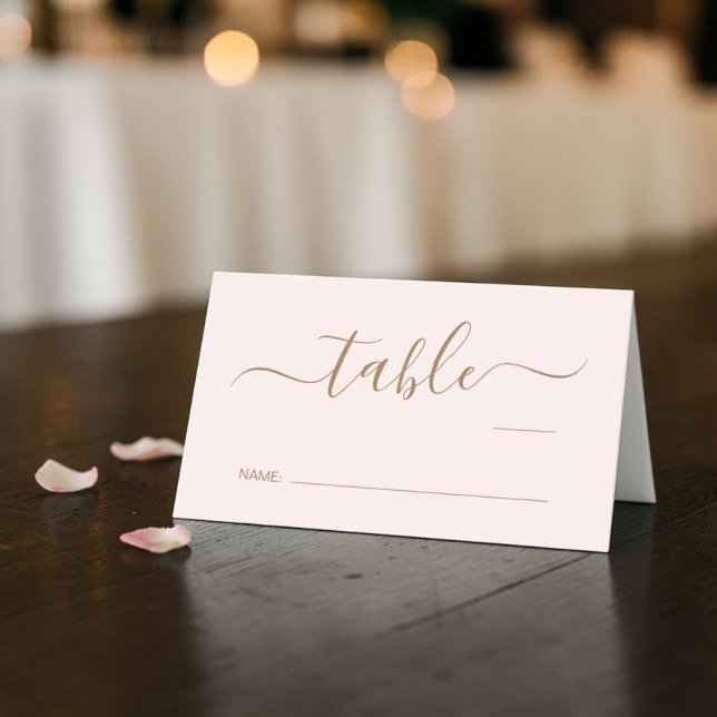 Chic Script Pink Gold Wedding Table Number Place Card (Chic Script Pink Gold Wedding Table Number Place Card)