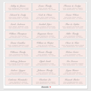 Chic Script Pink Wedding Guest Address Labels