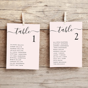Chic Script Pink Wedding Seating Chart Card
