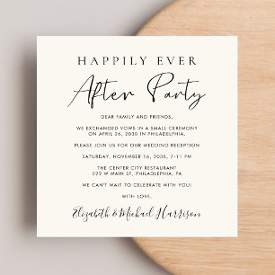 Chic Script QR Code Cream Wedding Reception Invitation