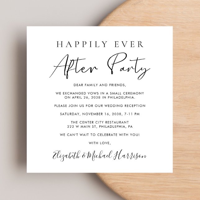 Chic Script QR Code Wedding Reception Invitation (A chic Happily Ever After Party Invitation to set the tone for an unforgettable event)