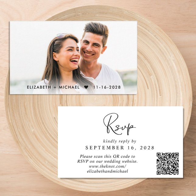Chic Script QR Code Wedding RSVP Enclosure Card (Creator Uploaded)