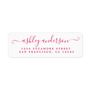 Chic Script Red Ink Name Return Address